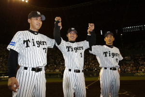 横浜ベイスターズ戦（甲子園）この日、プロ入り初となるお立ち台に上がる（04年5月27日）